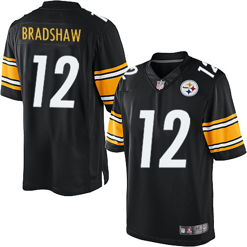 Men's Limited Terry Bradshaw Nike Jersey Black Home - #12 NFL Pittsburgh Steelers